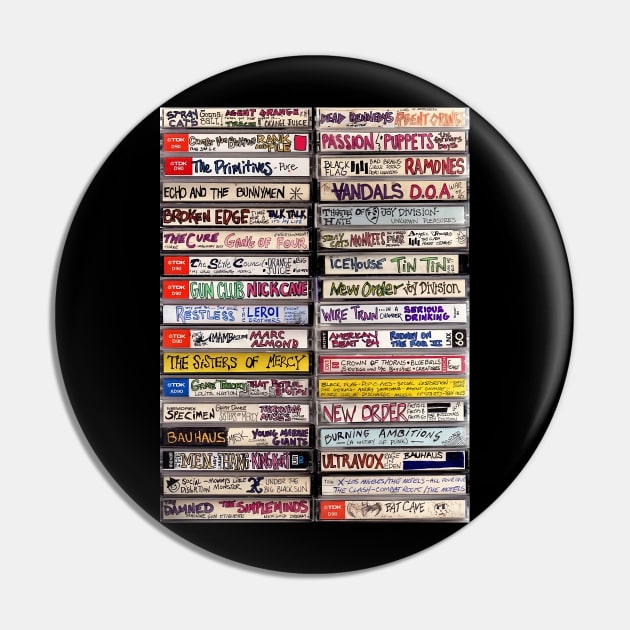 80s Rock Band Music Cassette Tapes Pin by HipHopTees