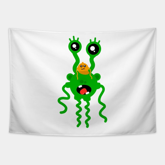 cute green monster Tapestry by Sefiyan