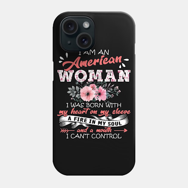 American Woman I Was Born With My Heart on My Sleeve Floral United States Flowers Graphic Phone Case by Kens Shop