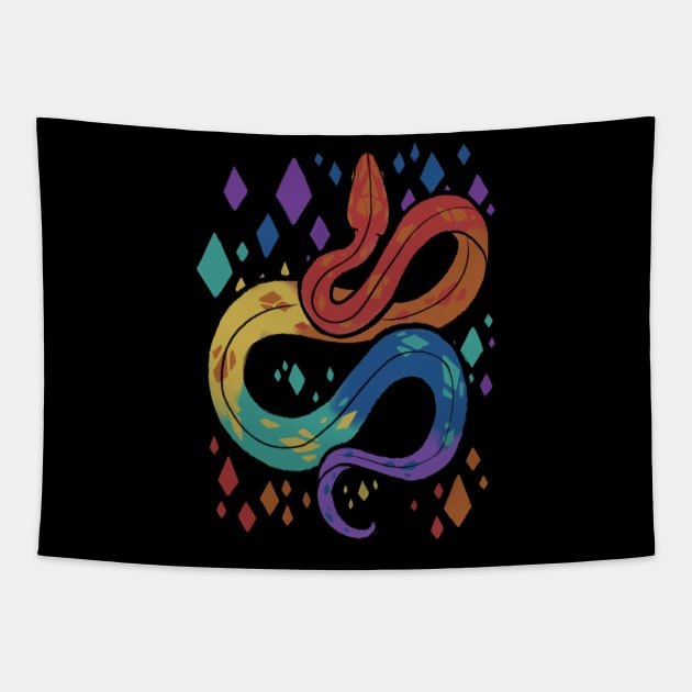 Gay Pride Snake Tapestry by Eugenex