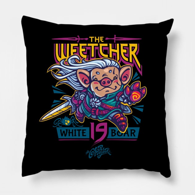 The Weetcher: White Boar Pillow by fonch