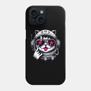 Cat in astronaut helmet with pink stars Phone Case