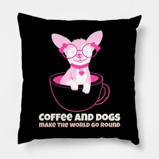 coffee and dogs- the world go round Pillow