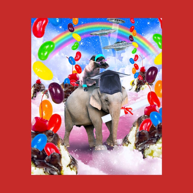 Cute Dog Riding Elephant in Space by Random Galaxy