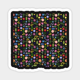 Vibrant Floral Folk Art Pattern Magnet