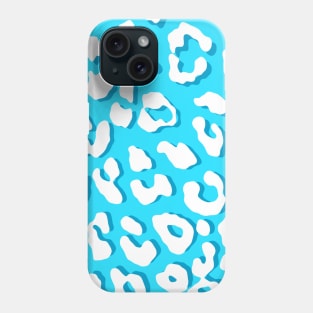 White Leopard Print Light Blue Phone Case