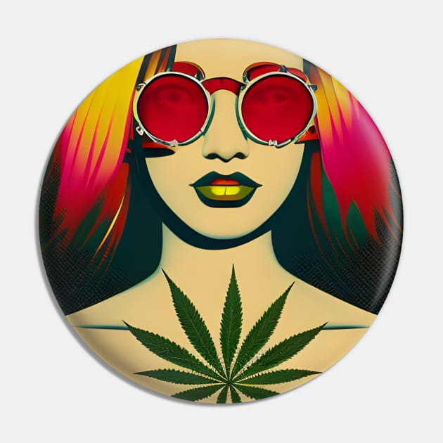 Mary Jane - Weed Loving Hippie Girl Pin by Liesl Weppen