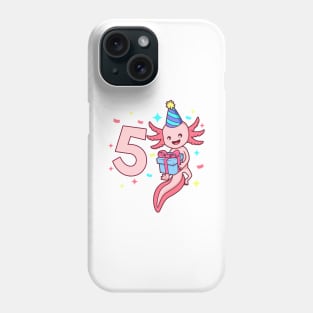 I am 5 with axolotl - girl birthday 5 years old Phone Case