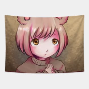 Bear Girl - Cute Kawaii Original Character Anime Art Tapestry