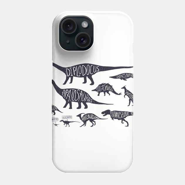 Assorted Illustrated Dinosaurs Phone Case by bluerockproducts