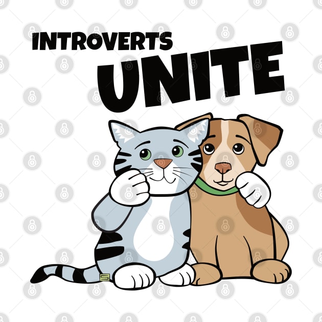 Introverts Unite Cat Dog by Sue Cervenka