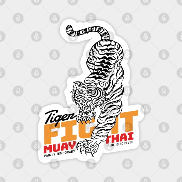 Muay Thai Tiger Tattoo Born to Fight Magnet by KewaleeTee