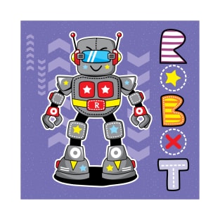 Robot purple Kids Design T-Shirt