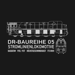 DRG Class 05 German Steam Locomotive Blueprint Diagram T-Shirt