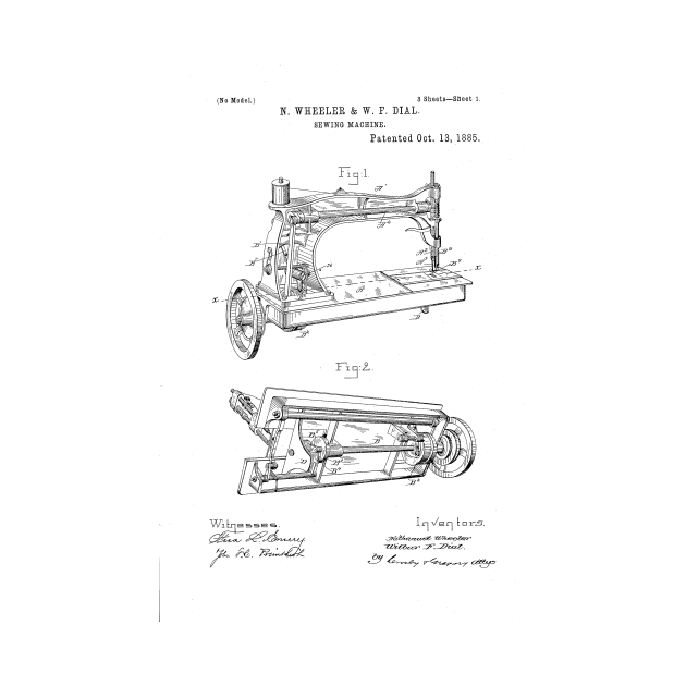 Sewing machine patent drawing Patent TShirt TeePublic