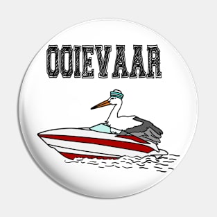 Ooievaar op een boot Pin