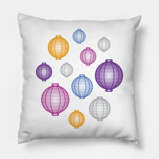 Lanterns | Mid Autumn Festival | Purple Blue Orange | White Pillow