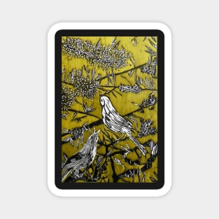 Australian Bird Woodcut 2 (Pale Olive) Magnet