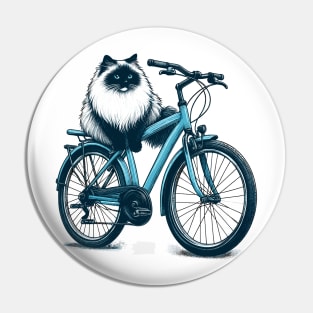 Ragdoll Cat On A Bicycle Pin