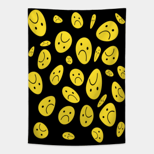 Distorted Sad Face Pattern Tapestry