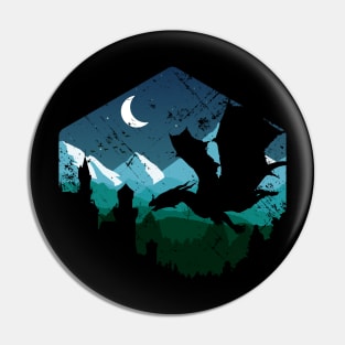 Dragon Castle Night Sky Pin