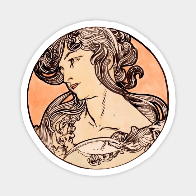 Alphonse Mucha - Stained Glass Magnet by kaliyuga