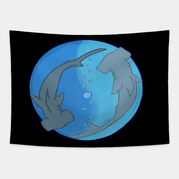 Hammerhead YinYang Tapestry by TheNeutralDragon