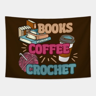 Books Coffee Crochet - Funny Book Lover, Coffee Drinker, Crocheting Tapestry