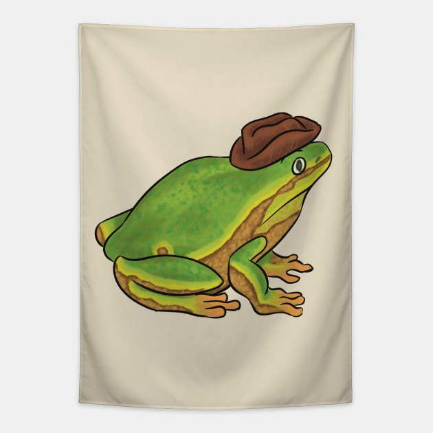 Cowboy Hat Frog Tapestry by danyellysdoodles
