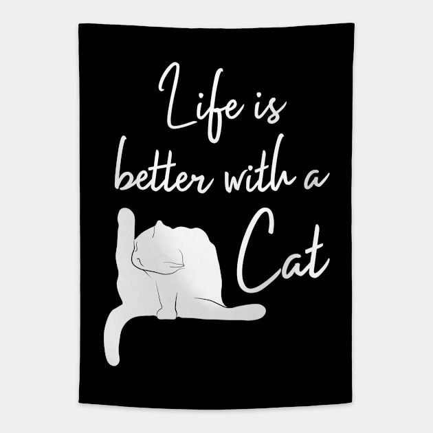 LIfe is Better with a Cat | Black Tapestry by Wintre2