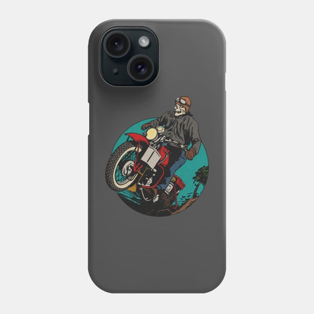 Vintage Inconsiderate Skull Moto Rider Phone Case by Kujo Vintage