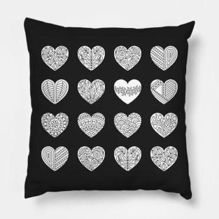 Tiny Hearts and Patterns, Adult Coloring Heart Pattern Pillow