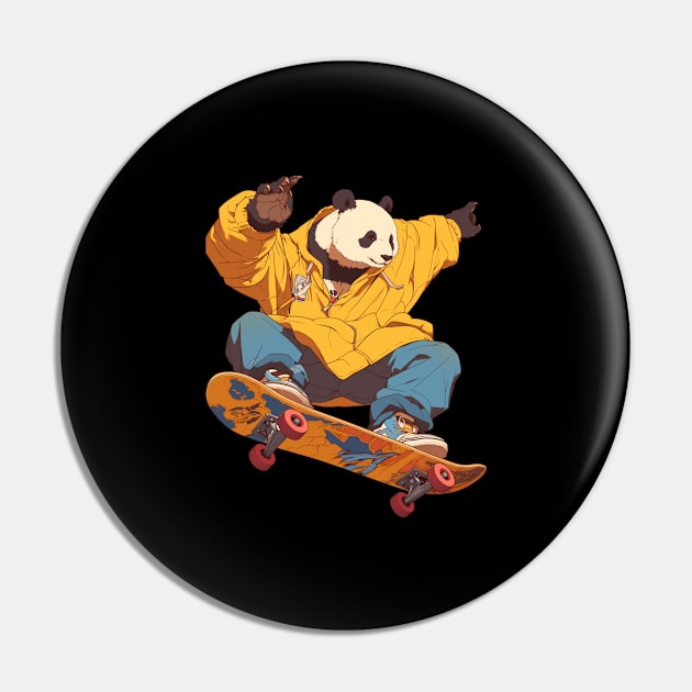 Skater Panda - Panda Bear Japanese Pin by Anassein.os