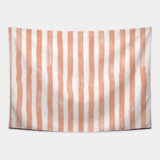 Beach day watercolor stripes in soft apricot blush Tapestry