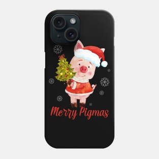 Cute Reindeer Pig In Santa's Hat Merry Pigmas Christmas Gift Phone Case