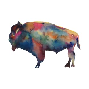 Buffalo Bison Colorful Cowboy Watercolor Art T-Shirt