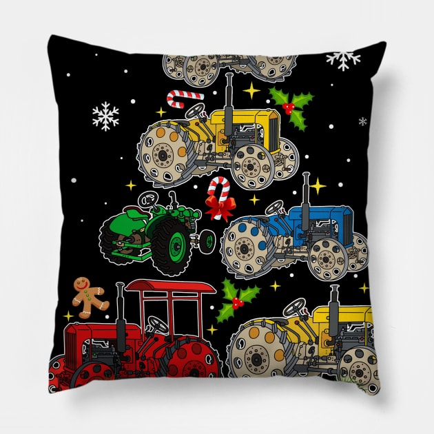 Tractor Christmas Tree Farming funny Xmas Holiday Gift Pillow by Dunnhlpp