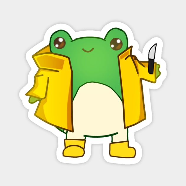 Kawaii Fog holding a Knife, Funny Frog Lover Magnet by logiamerch