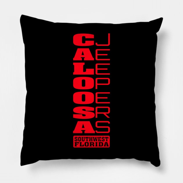 Red Vertical Logo Pillow by Caloosa Jeepers 