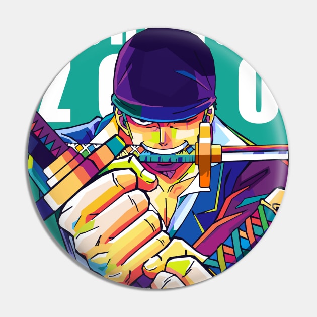 Roronoa Zoro Pop Art Pin by SiksisArt