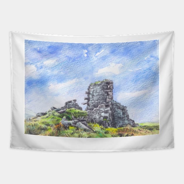 Morvah Hill Mine, Cornwall Tapestry by BarnabyEdwards