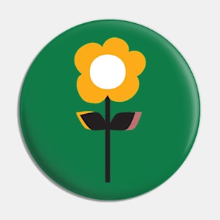 Retro Flower Yellow Pin