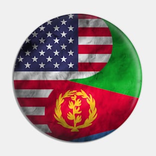 USA and Eritrea Dual Flag Yin Yang Combination Pin