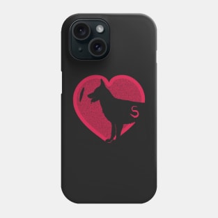 Minimalistic Red Heart I Love German Shepherds simple Black Background Phone Case