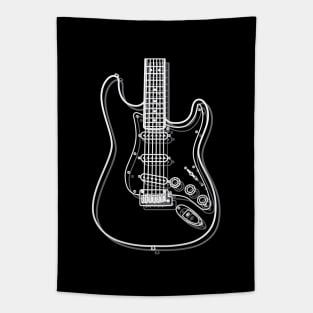 S-Style Electric Guitar Body Outline Dark Theme Tapestry