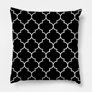 Black And White Latticework, Quatrefoil, Trellis Pillow