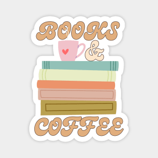 Books And Coffee Retro Magnet