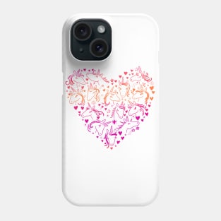 Neon Unicorns Heart Phone Case