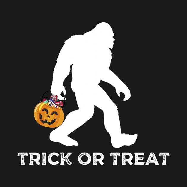 Bigfoot Trick or Treating Happy Halloween by Bluebird Moon