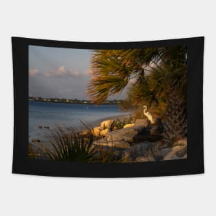 Egret at the beach Tapestry
